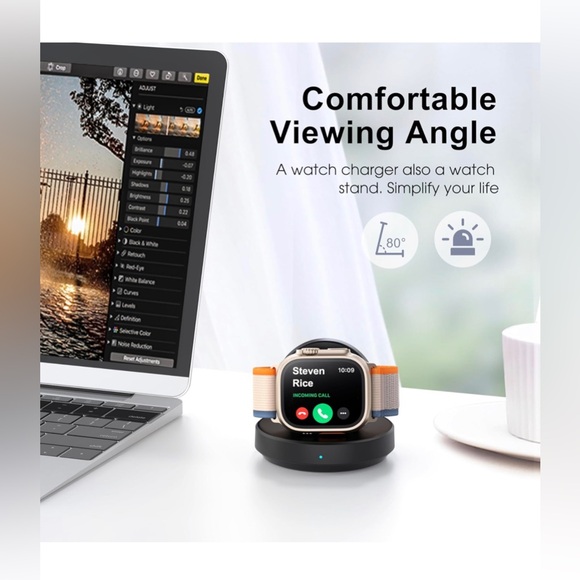 Portable Magnetic Charging Dock for Apple Watch Series 9 8 7 SE 6 5 4 3 2-Black - Picture 5 of 6
